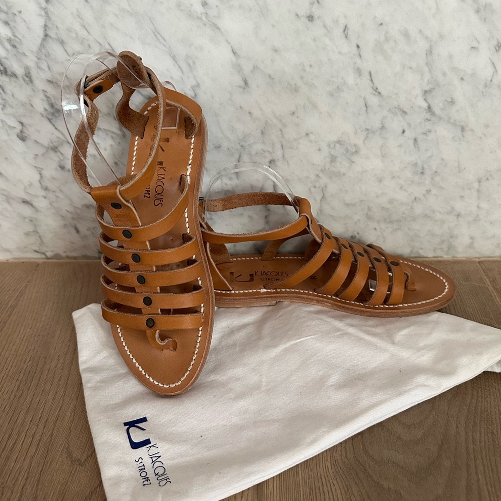 K. Jacques Brown Leather Gladiator Sandals